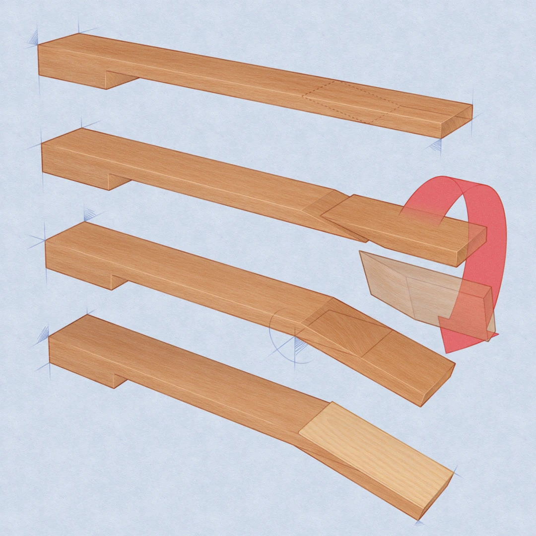 Construção do headstock do violão com scarf joint